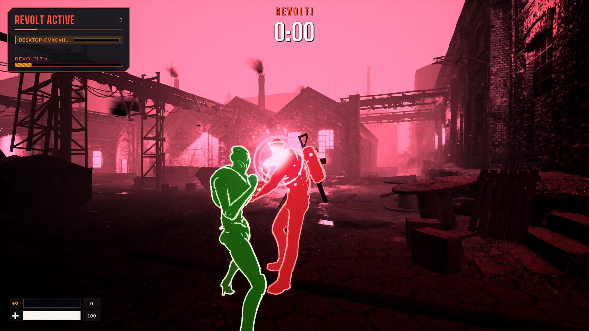 A prop tackles a hunter during the revolt